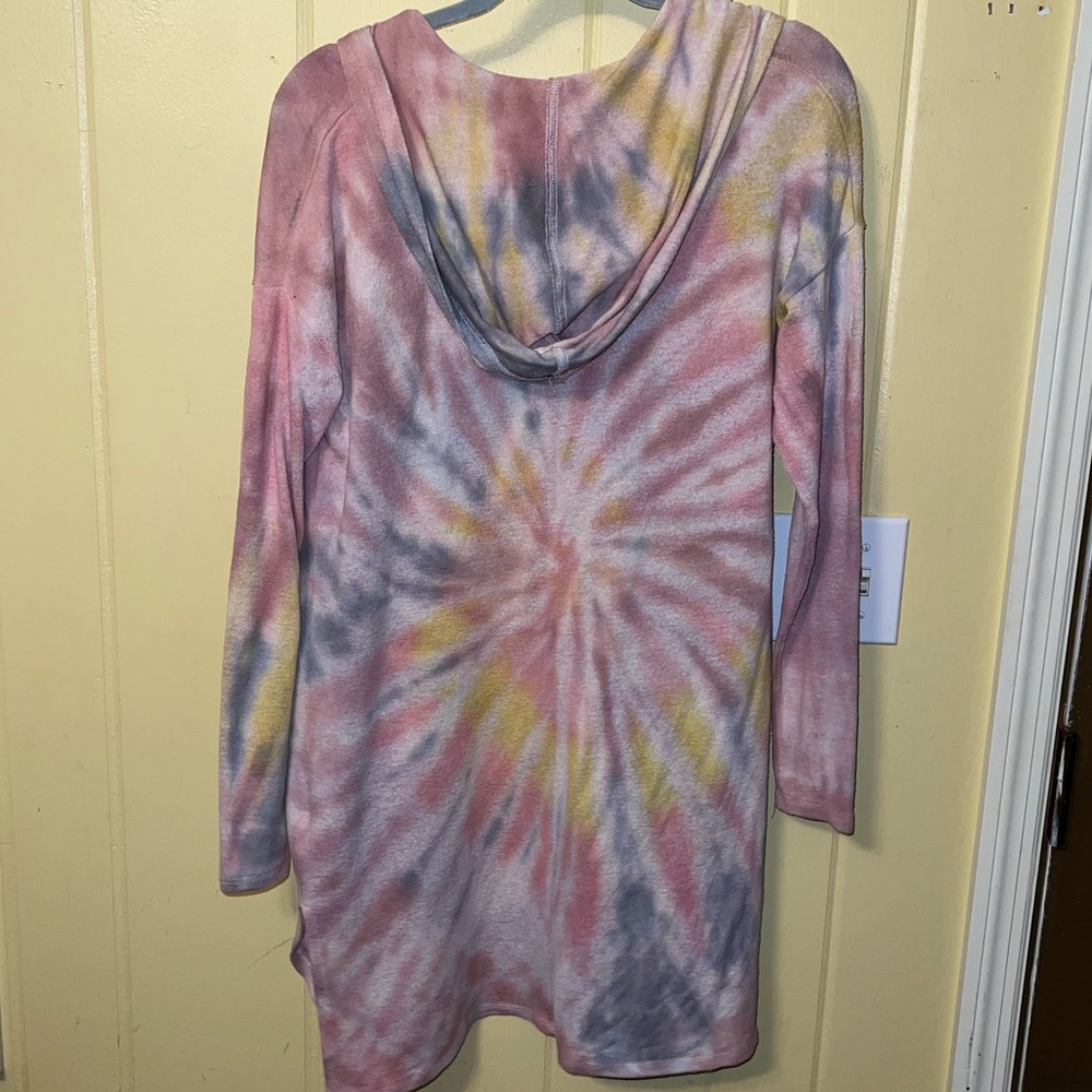 Maurice’s Pink Boho Tie-Dye Hooded Long Sleeve Cardigan With Pockets Size XS - Picture 3 of 12